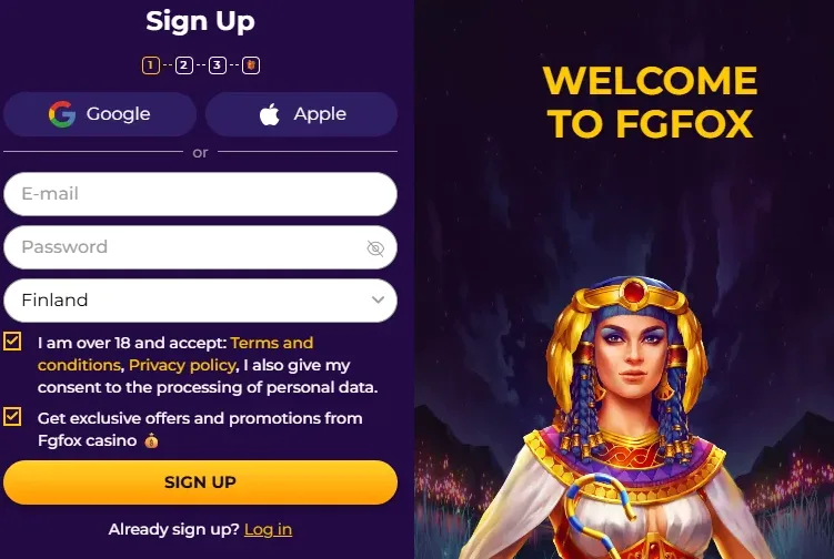 Registratie bij Fgfox Casino — Account Aanmaken